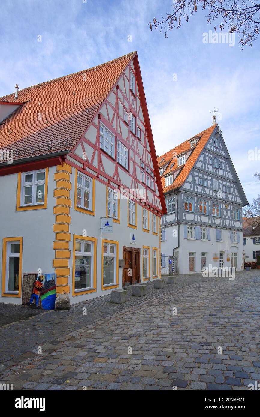 Historic half-timbered houses in Fischergasse, Fischerviertel, Ulm, Baden-Wuerttemberg, Germany Stock Photo