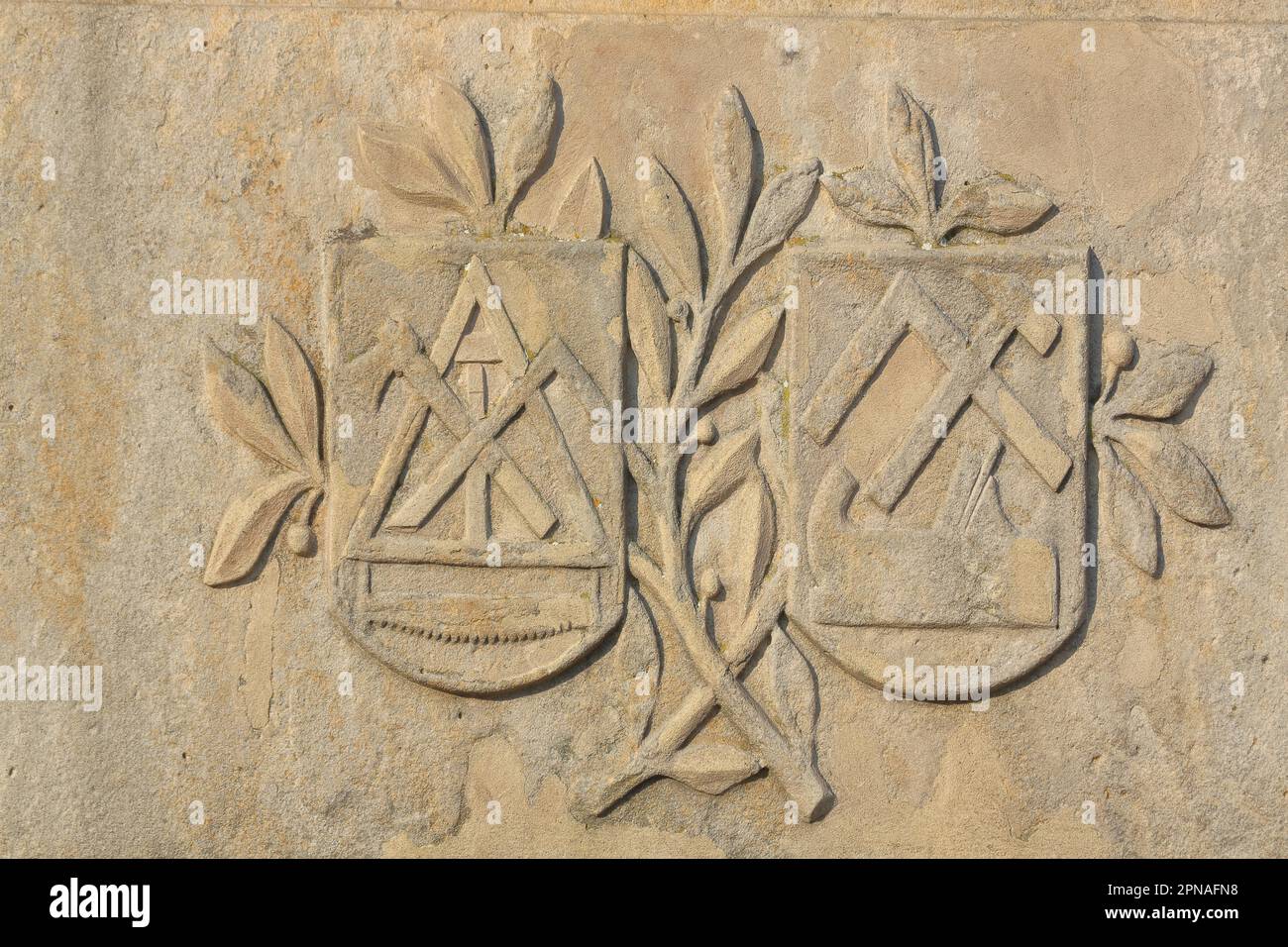 Historical coat of arms of the carpenters and roofers, guild sign