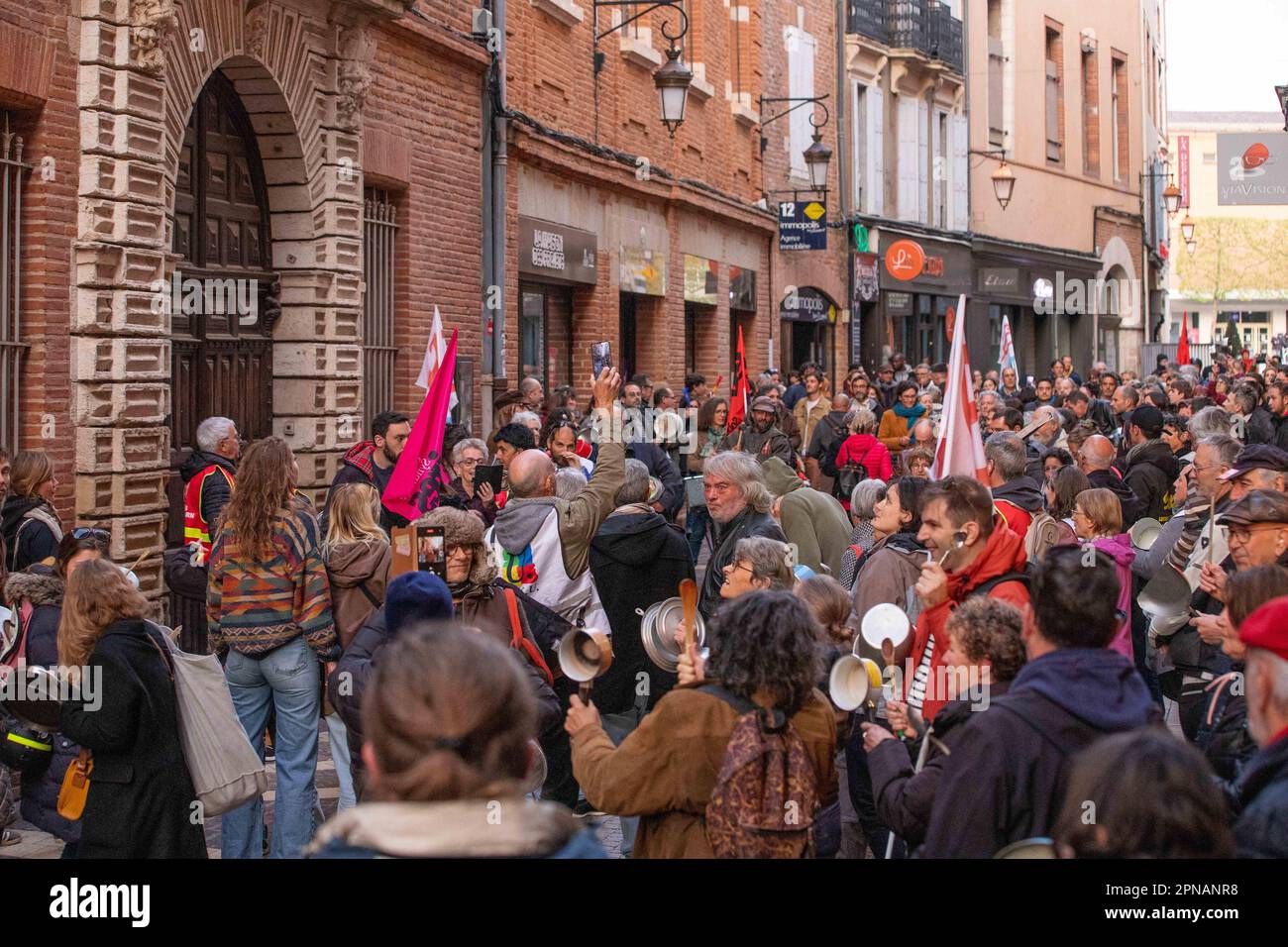 Albi, France. 17th Apr, 2023. Demonstrators Take Part In A Pan-banging ...