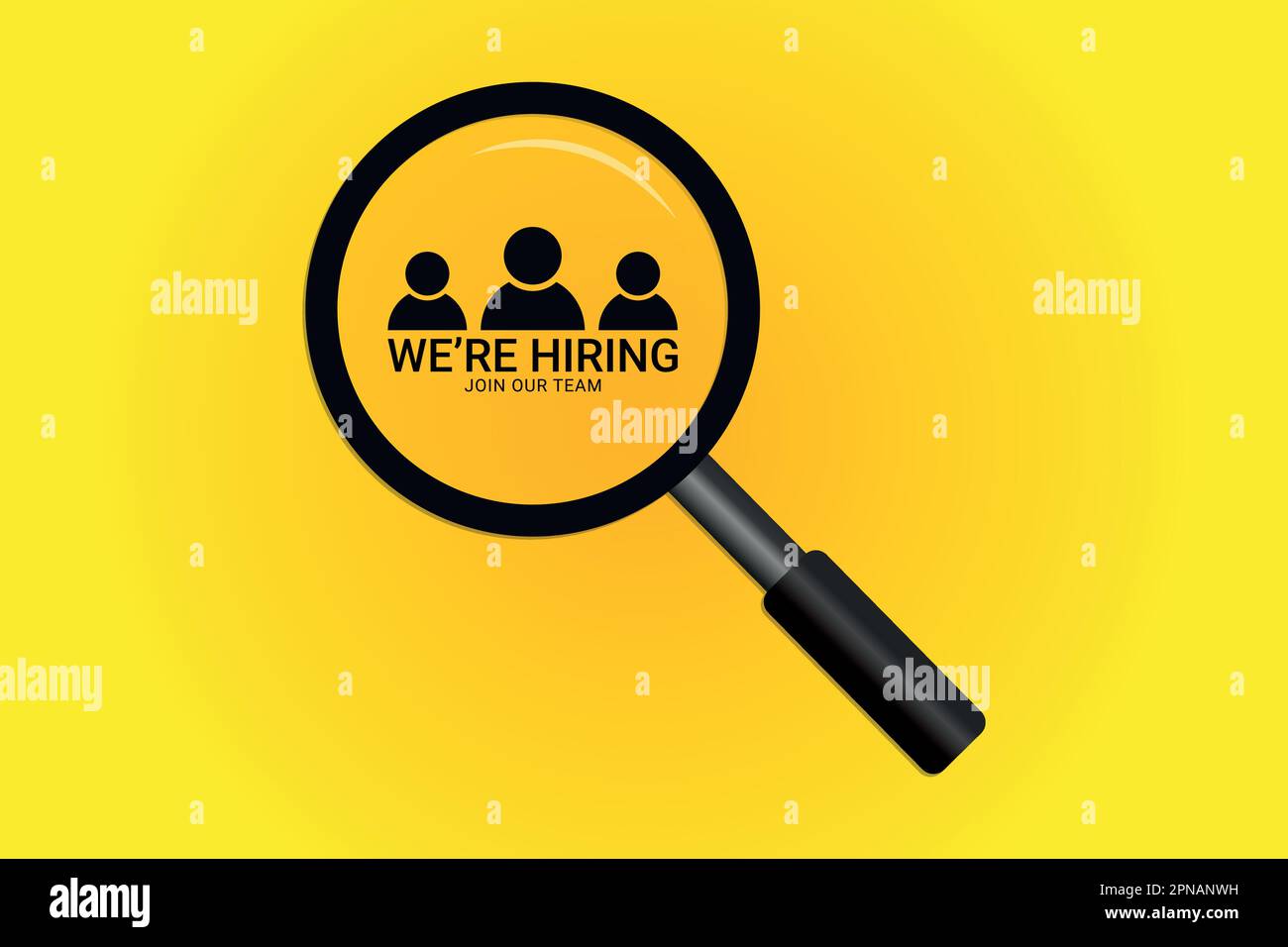 We are hiring poster with magnifying glass minimal open job vacancy