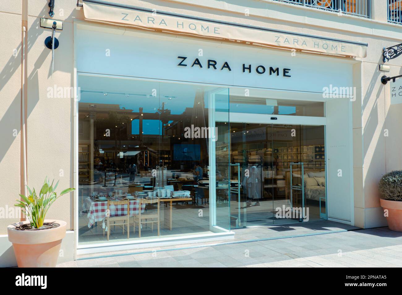 Orihuela Costa, Spain April, 2023 ZARA HOME logo advertising sign