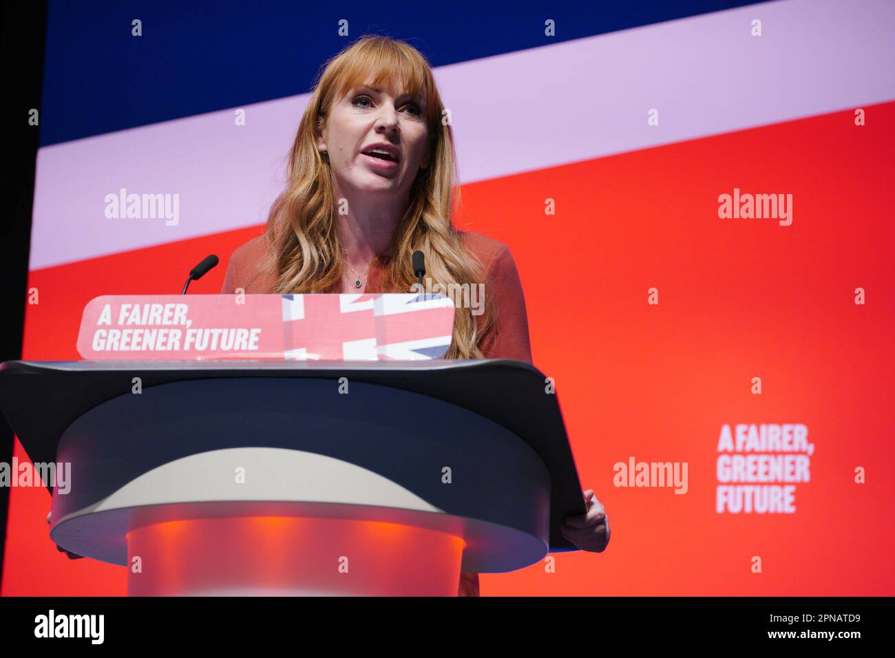 File photo dated 28/09/22 of deputy leader Angela Rayner making her speech during the Labour Party Conference at the ACC Liverpool. Labour will scrap zero-hour contracts if the party wins the next general election, its deputy leader has said. Ahead of her address to the STUC conference in Dundee, Angela Rayner made the pledge, saying it would form part of Labour's "new deal for working people" if Sir Keir Starmer enters Downing Street after the next general election. Issue date: Tuesday April 18, 2023. Stock Photo