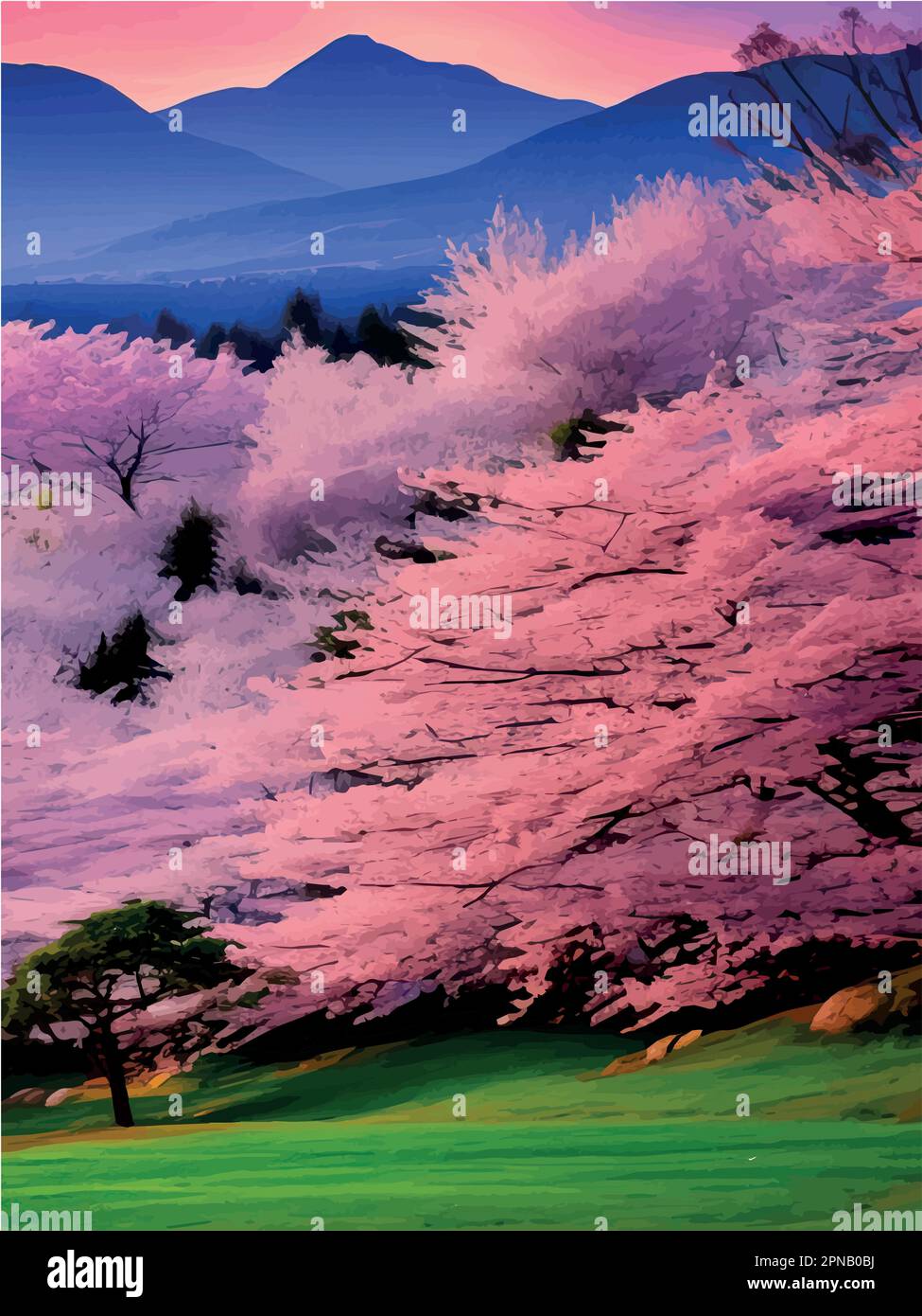 Cherry blossom trees in the wind Stock Vector Images - Alamy