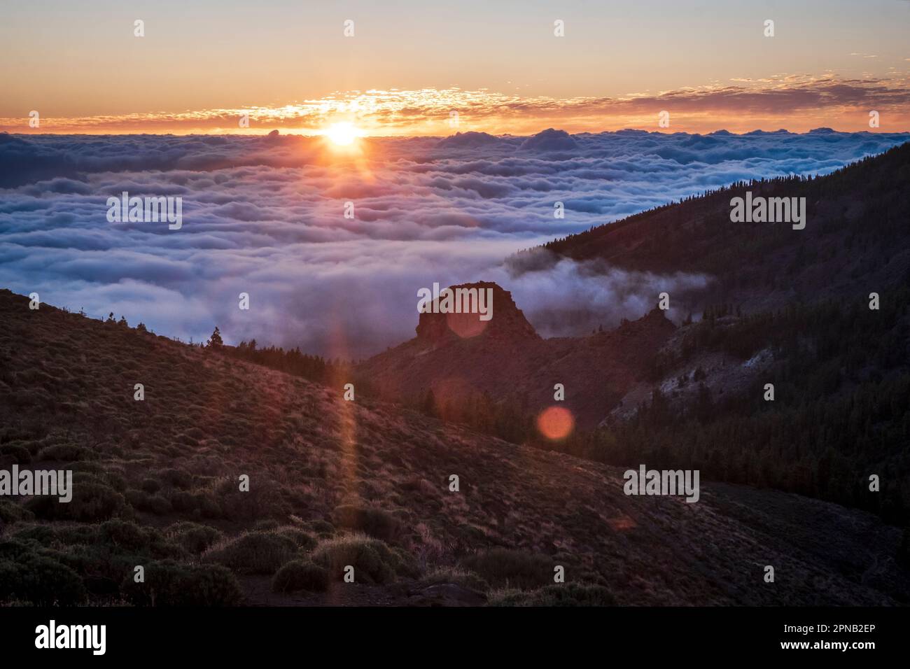 Teide National Park, Tenerife, Canary Islands, Spain -- cloudscape at sunset Stock Photo