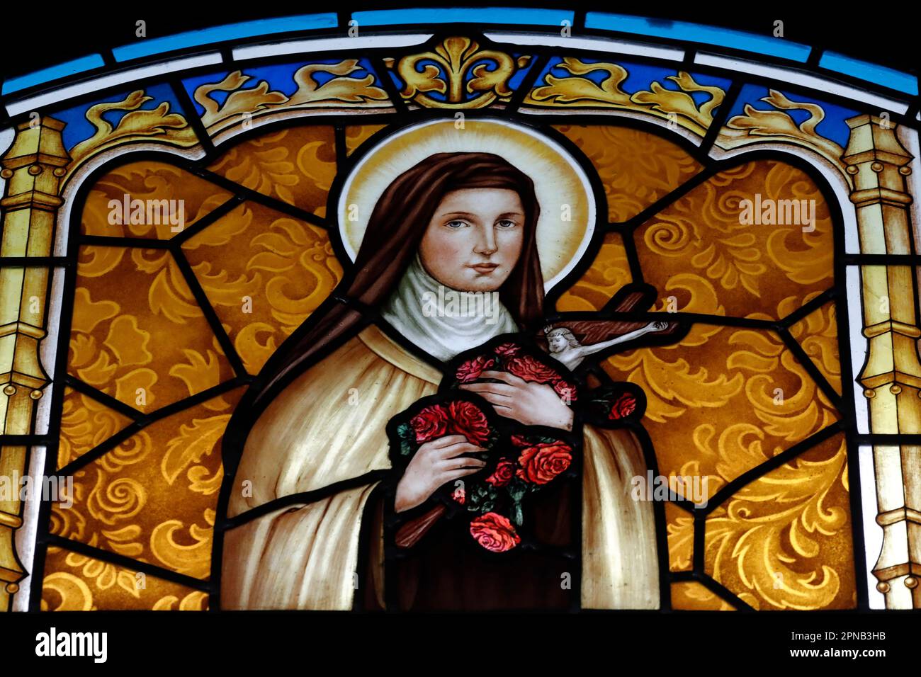 Thi Nghe Church. Stained glass. Saint Therese of the Child Jesus and