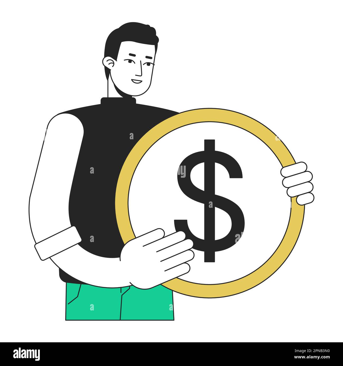 Startup fundraising flat line concept vector spot illustration Stock Vector