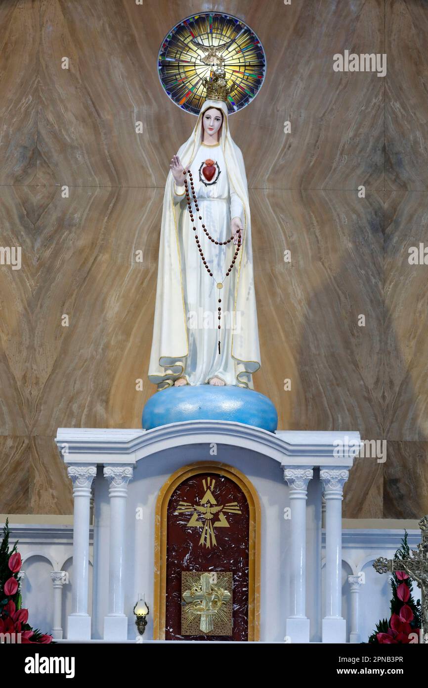 Fatima church.  Our Lady of Fatima satue. Virgin Mary. Ho Chi Minh City. Vietnam. Stock Photo