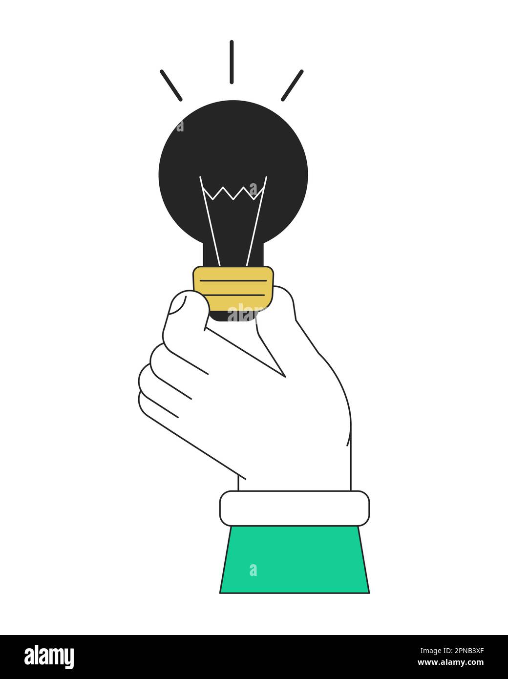 Entrepreneur without idea flat line concept vector spot illustration Stock Vector
