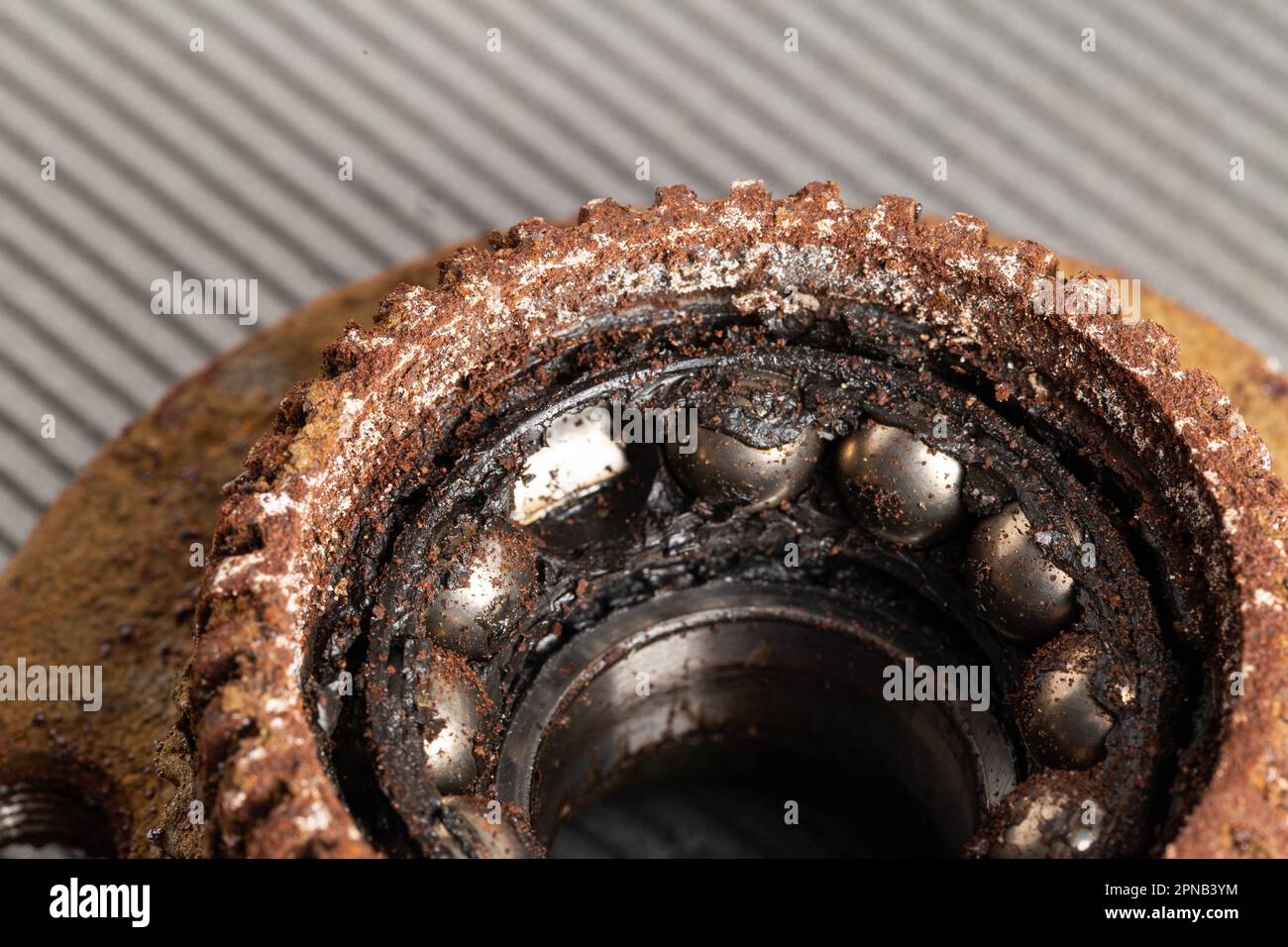 Old rusty wheel hub with a broken bearing. Bearing jamming. Automotive Part Stock Photo Alamy