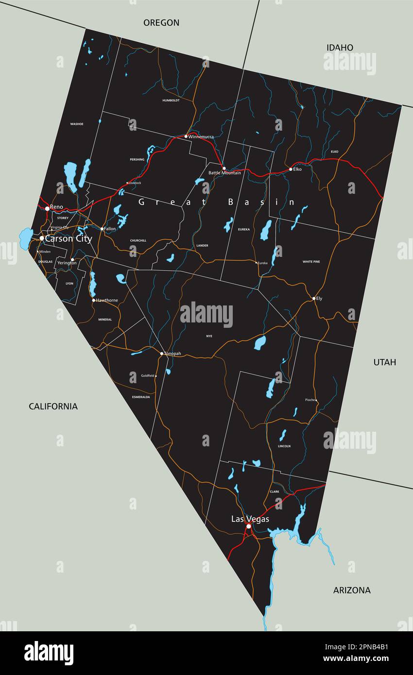 High detailed Nevada road map with - High Detailed Nevada Road Map With Labeling 2PNB4B1