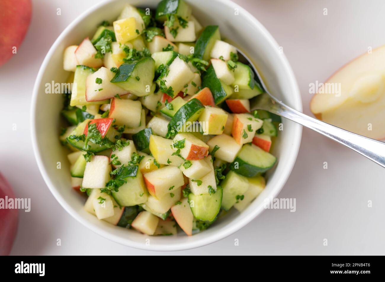 Cucumber Apple salad marinated with honey, lemon juice, oilive oil and