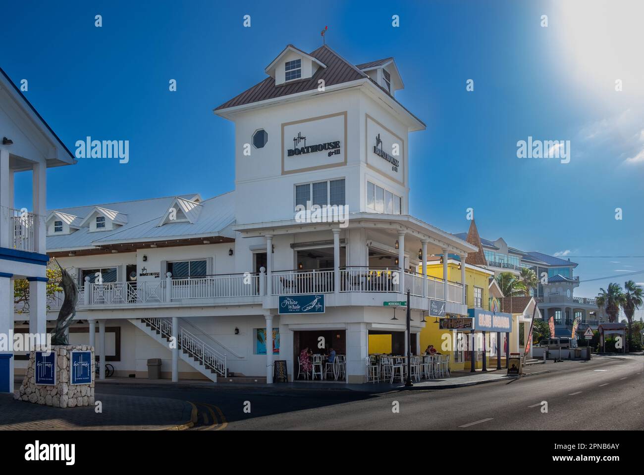 Grand Cayman, Cayman Islands, Jan 2023, view of the Boathouse Grill and