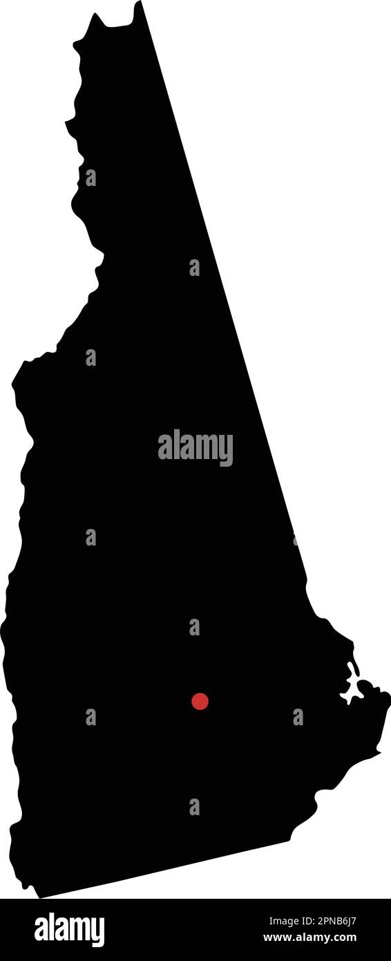 Highly Detailed New Hampshire Silhouette map. Stock Vector