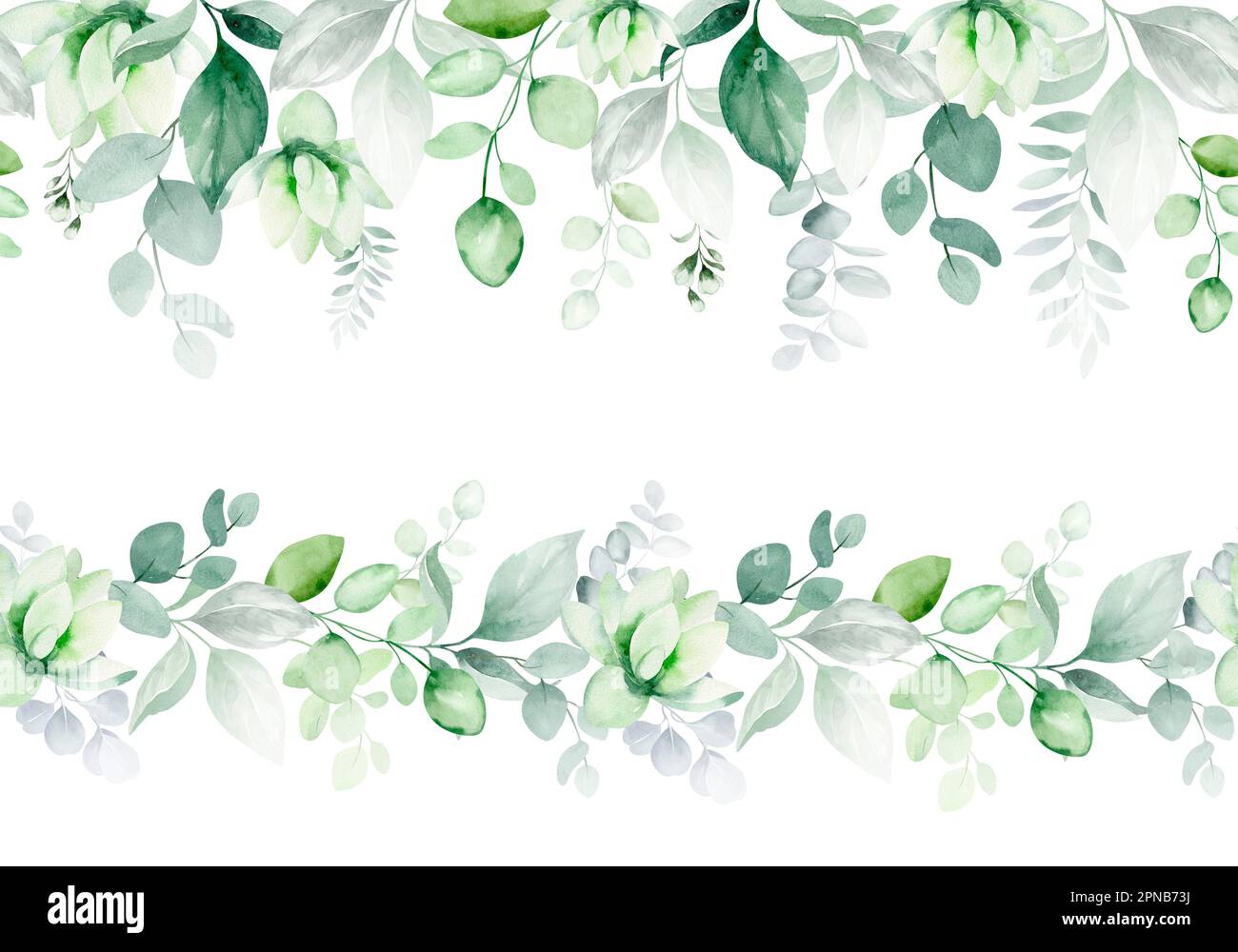 Watercolor seamless border illustration with vibrant pink vibrant