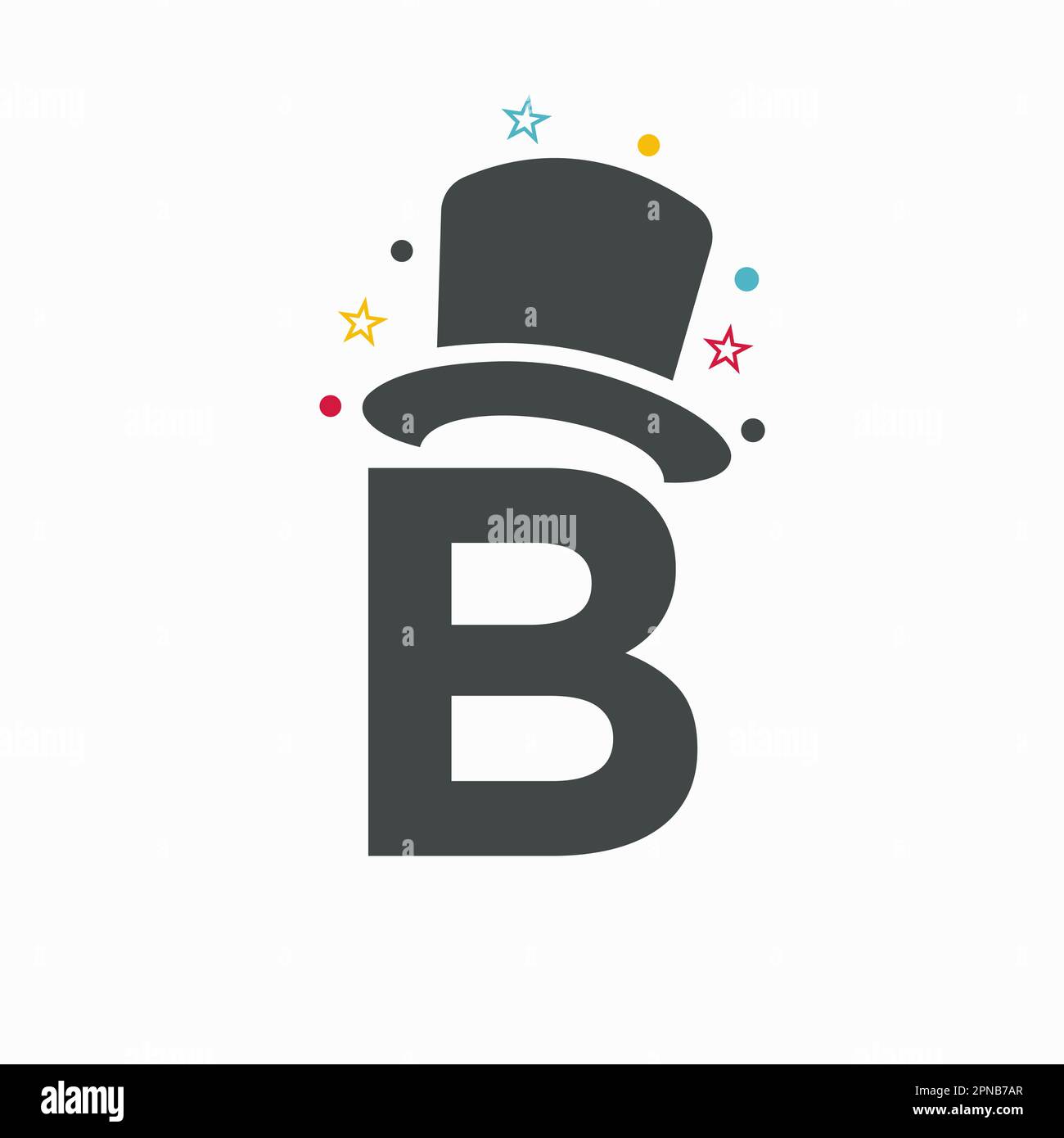 Letter B Magic Hat Logo Design. Magician Symbol Vector Template Stock Vector