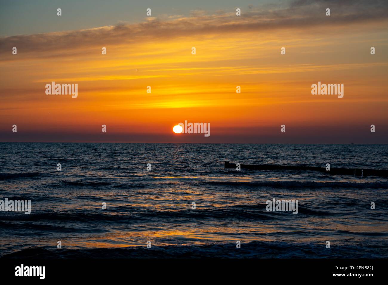 sunset over the baltic sea Stock Photo