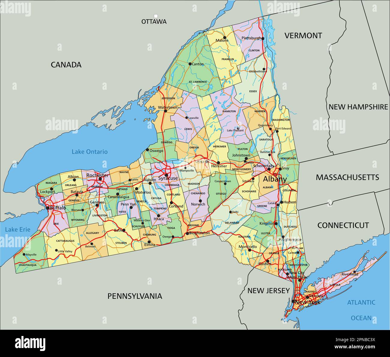 New York Highly Detailed Editable Political Map With Labeling Stock New York Highly Detailed Editable Political Map With Labeling 2PNBC3X 