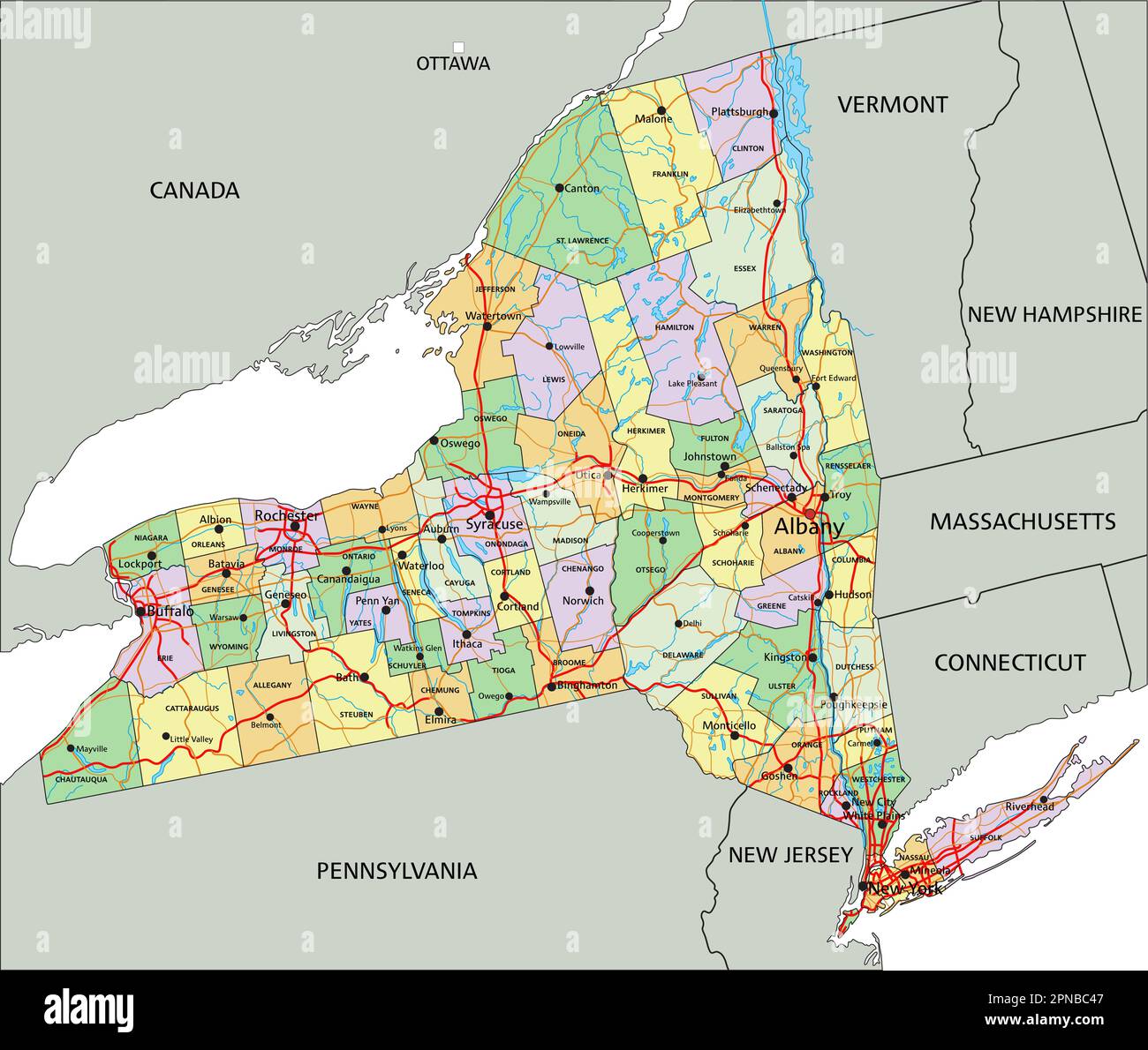 New York Highly detailed editable - New York Highly Detailed Editable Political Map With Labeling 2PNBC47