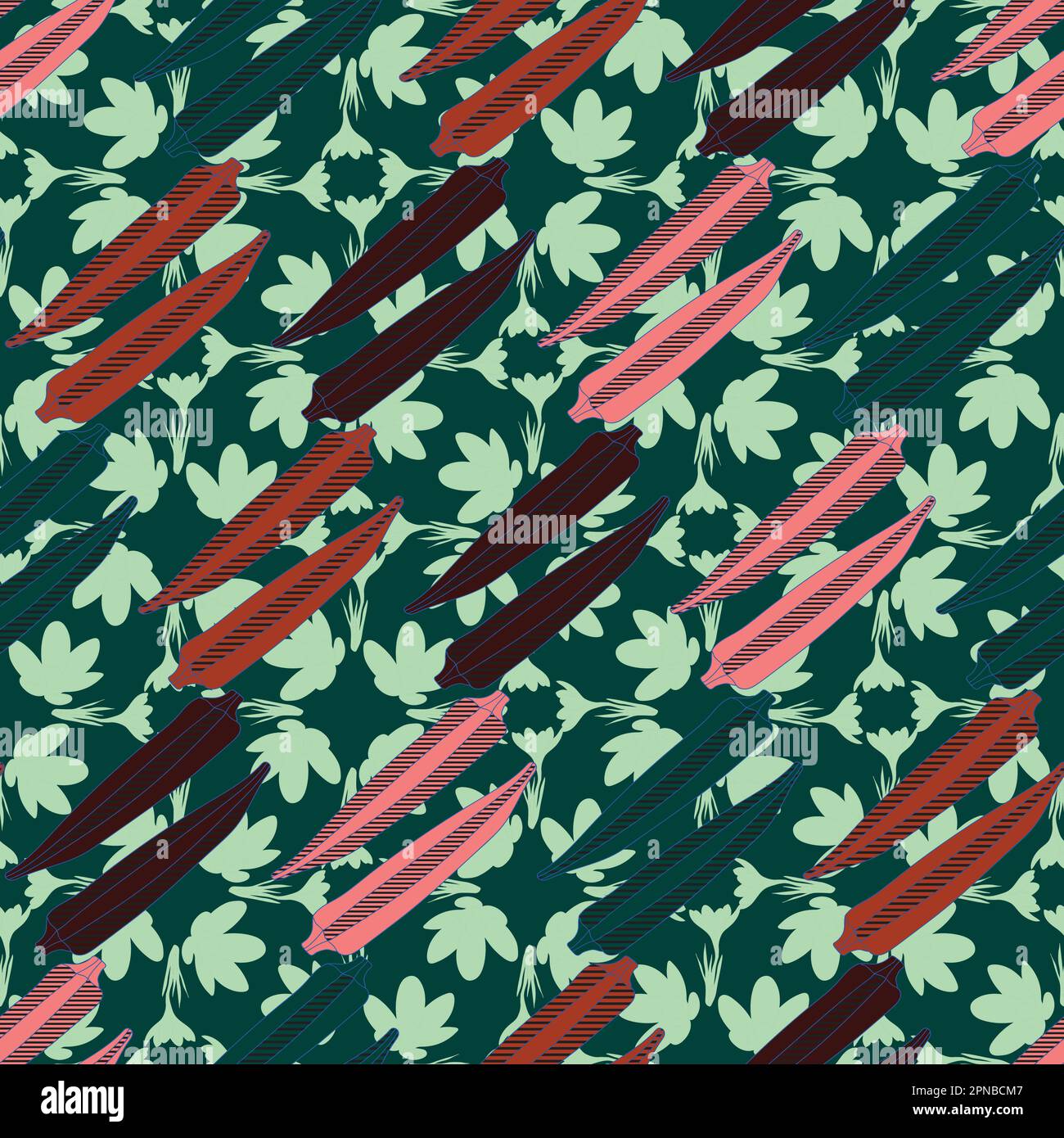Okra seamless pattern. Design for kitchen wallpaper, planner, scrapbook