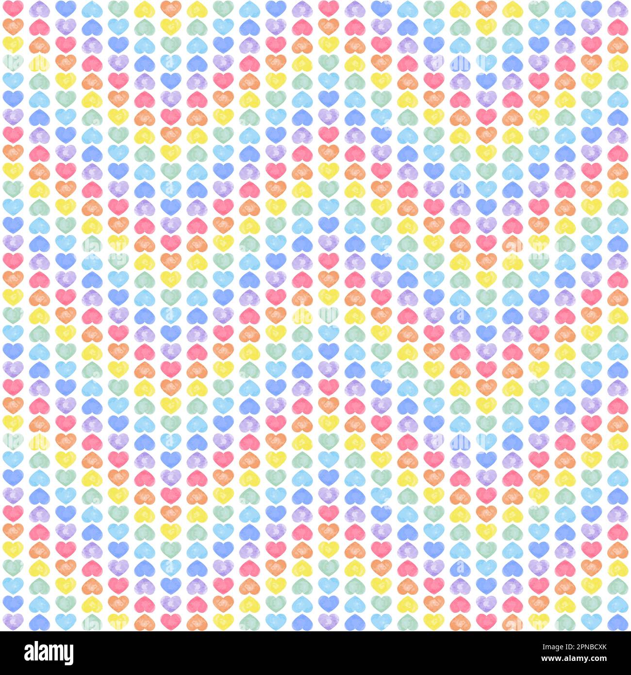 Seamless vector pattern with small multicolored hearts. the colors of the rainbow, zigzag. Seamless hearts pattern. Hand drawn. Stock Vector