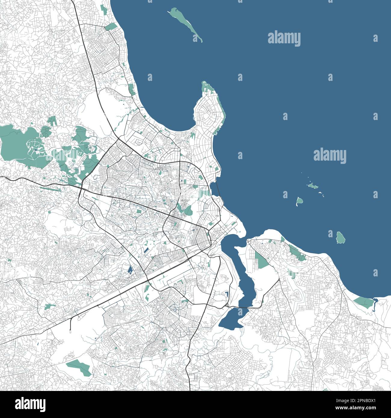 Dar es Salaam map, city of Tanzania. Municipal administrative area map 