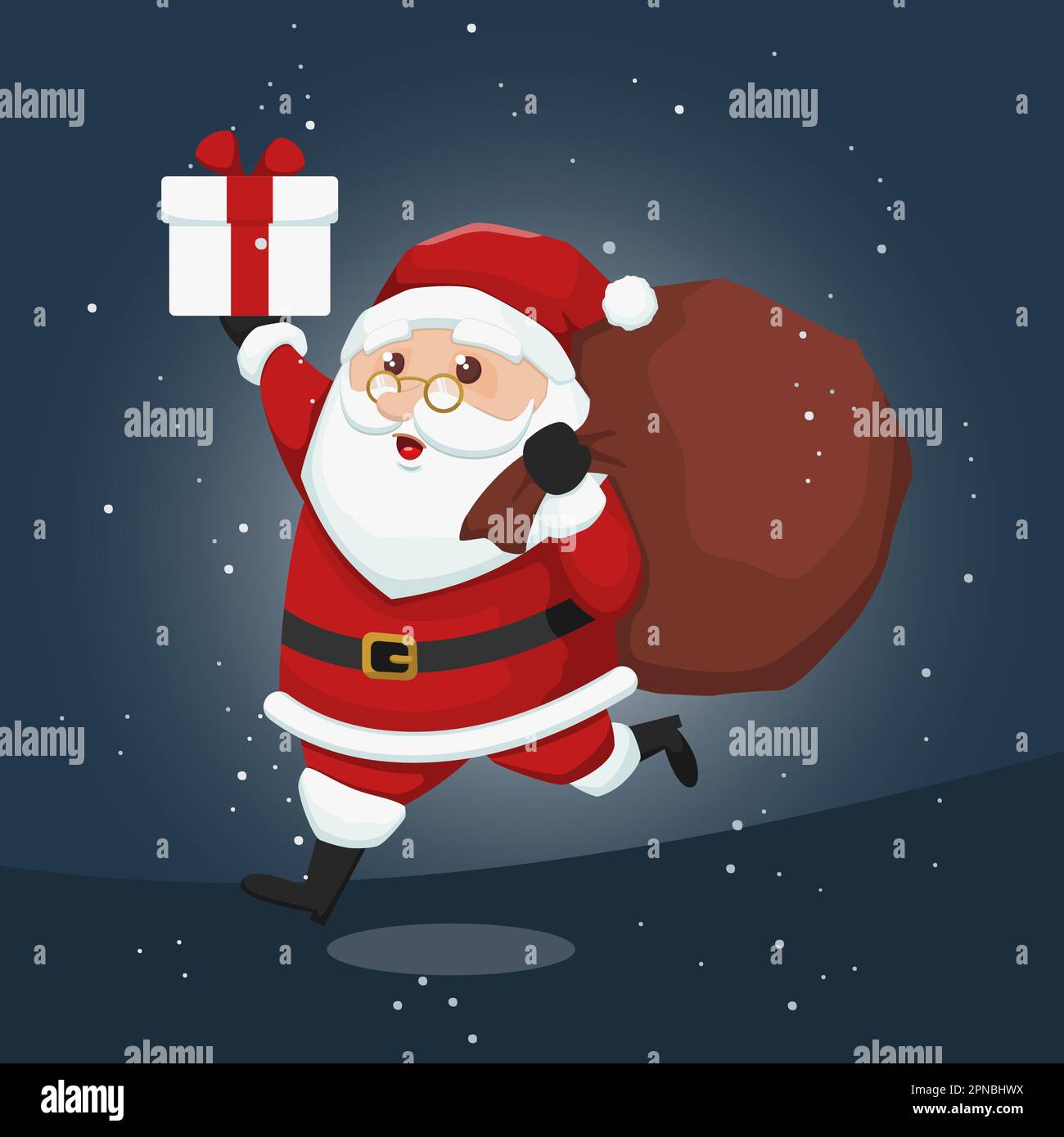 Christmas Santa Claus With Gift Box And Bag Stock Vector Image & Art ...