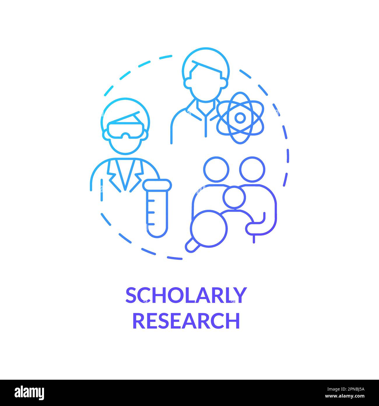 Scholarly research blue gradient concept icon Stock Vector