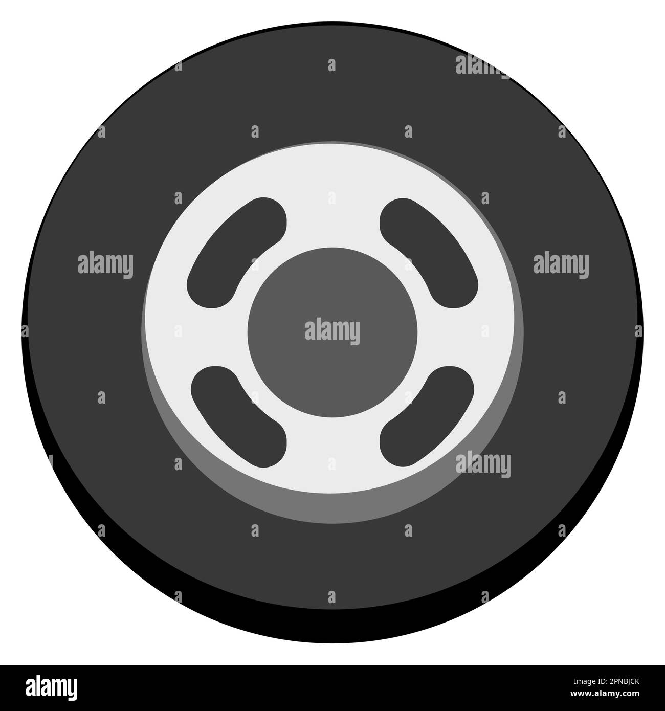 Car wheel in cartoon style isolated on white background. Vector clipart