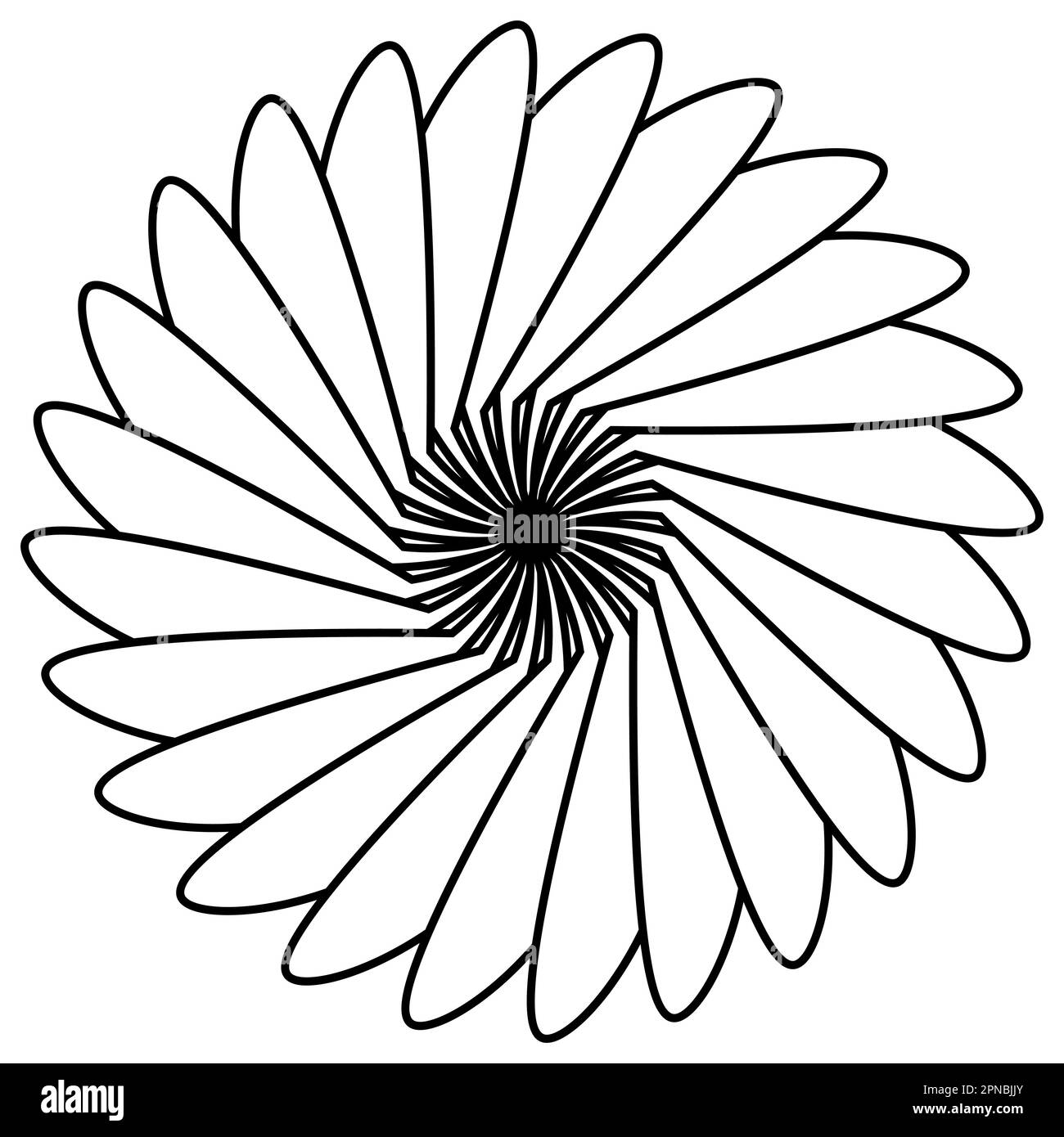 Sun or flower shape outline isolated on white. Circular shape with petals. Vector clipart. Stock Vector