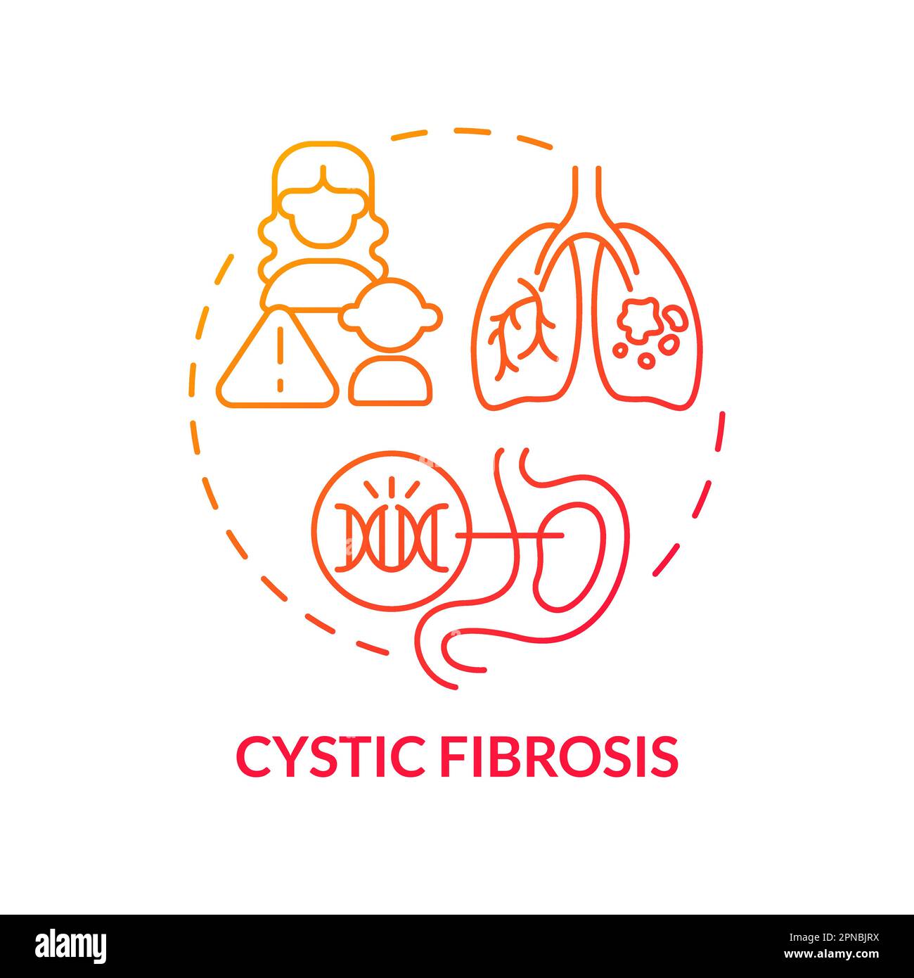 Cystic fibrosis red gradient concept icon Stock Vector