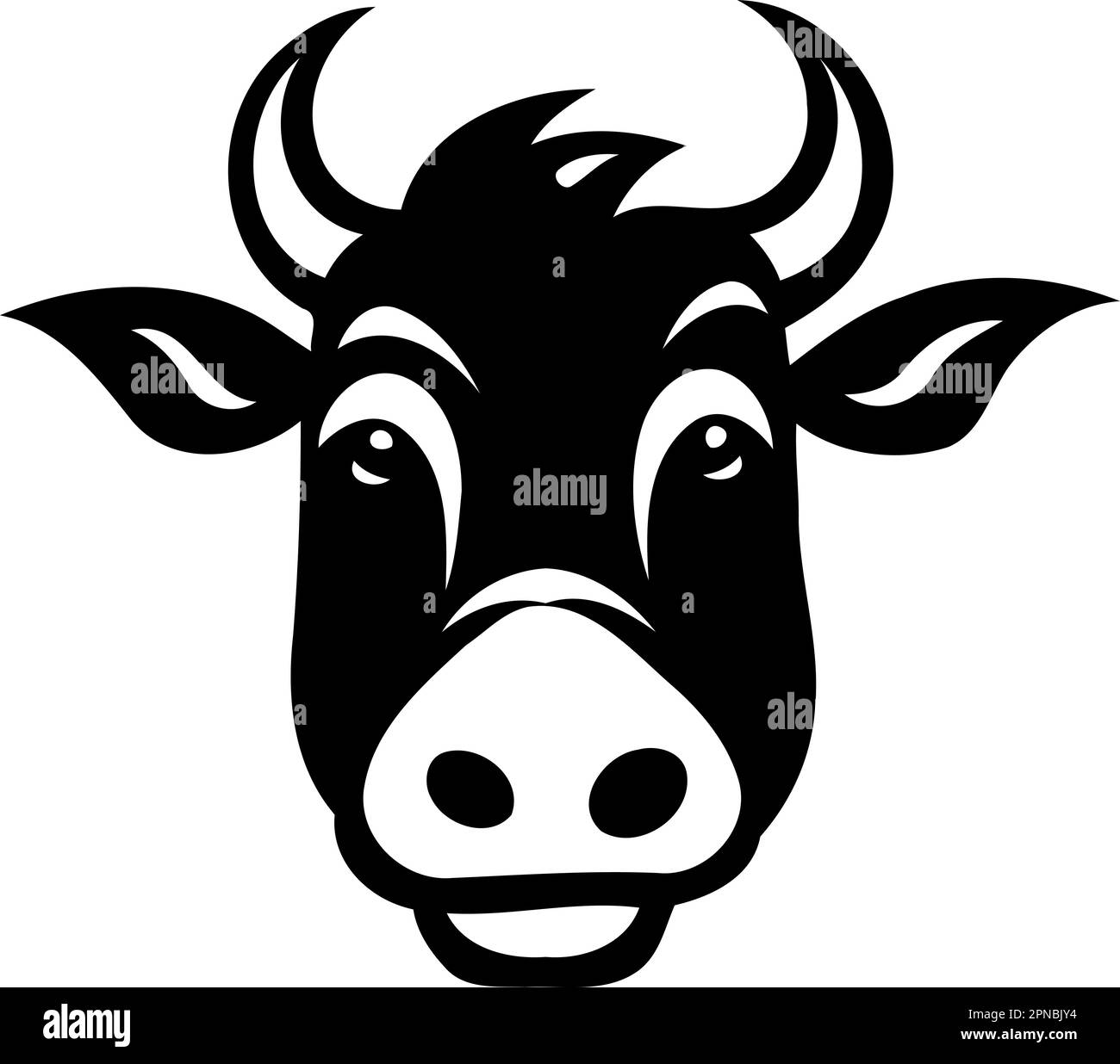 black and white cow head logo minimalist vector illustration Stock ...