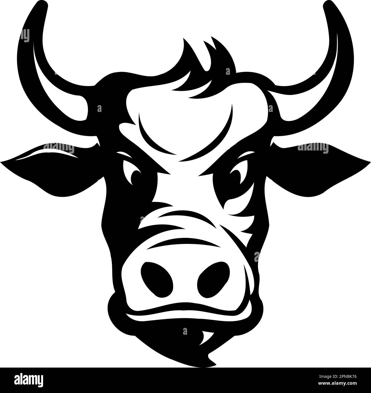 black and white cow head logo minimalist vector illustration Stock ...