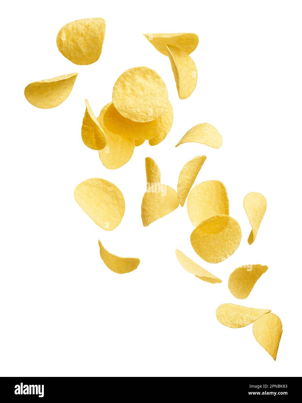 Flying Chip Flying potato chips isolated on white background Stock Photo - Alamy