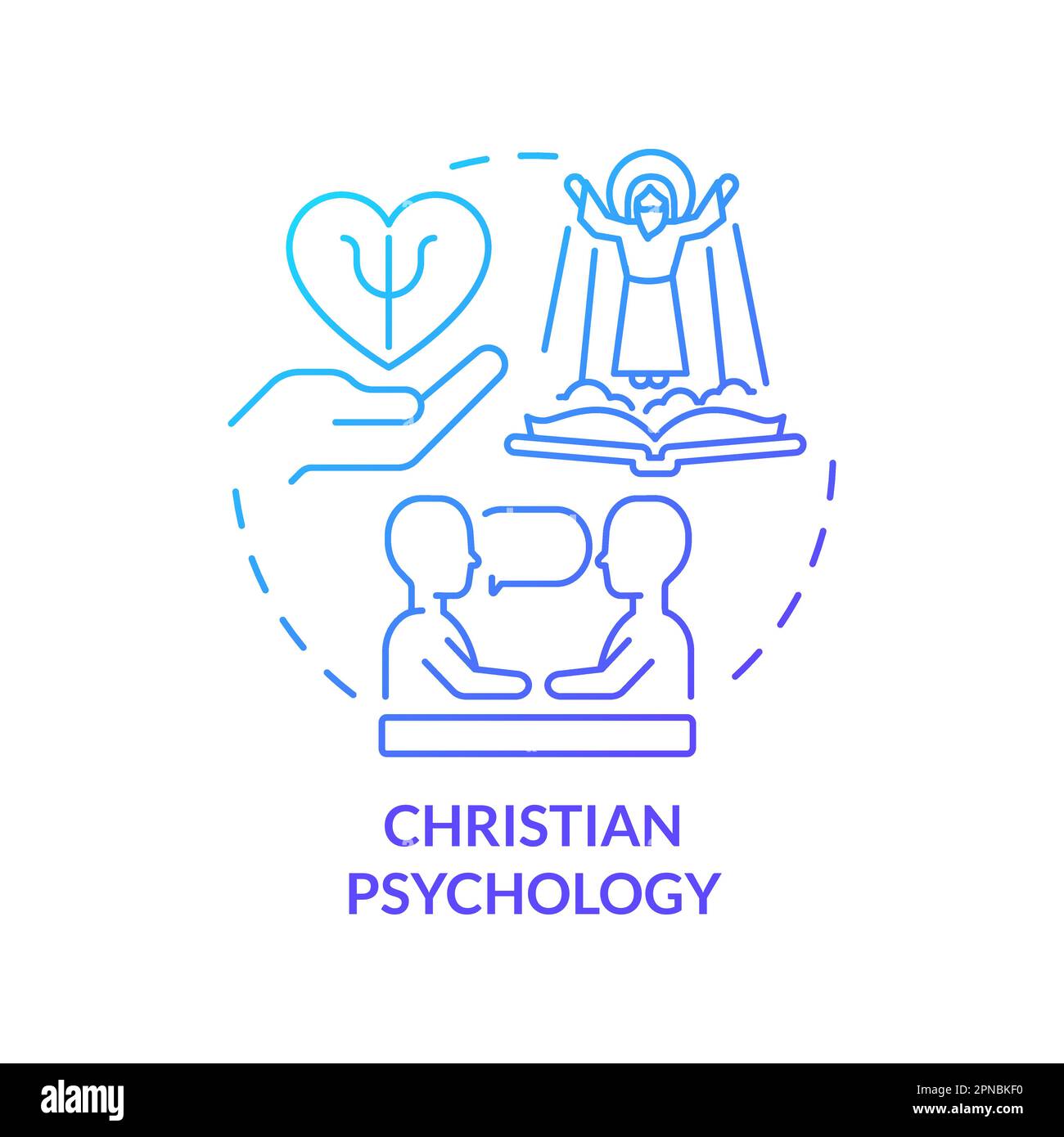 Christian psychology blue gradient concept icon Stock Vector