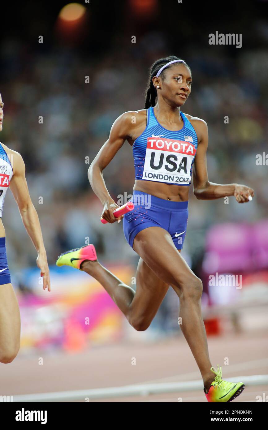 Quanera Hayes participating in the London 2017 World Athletics