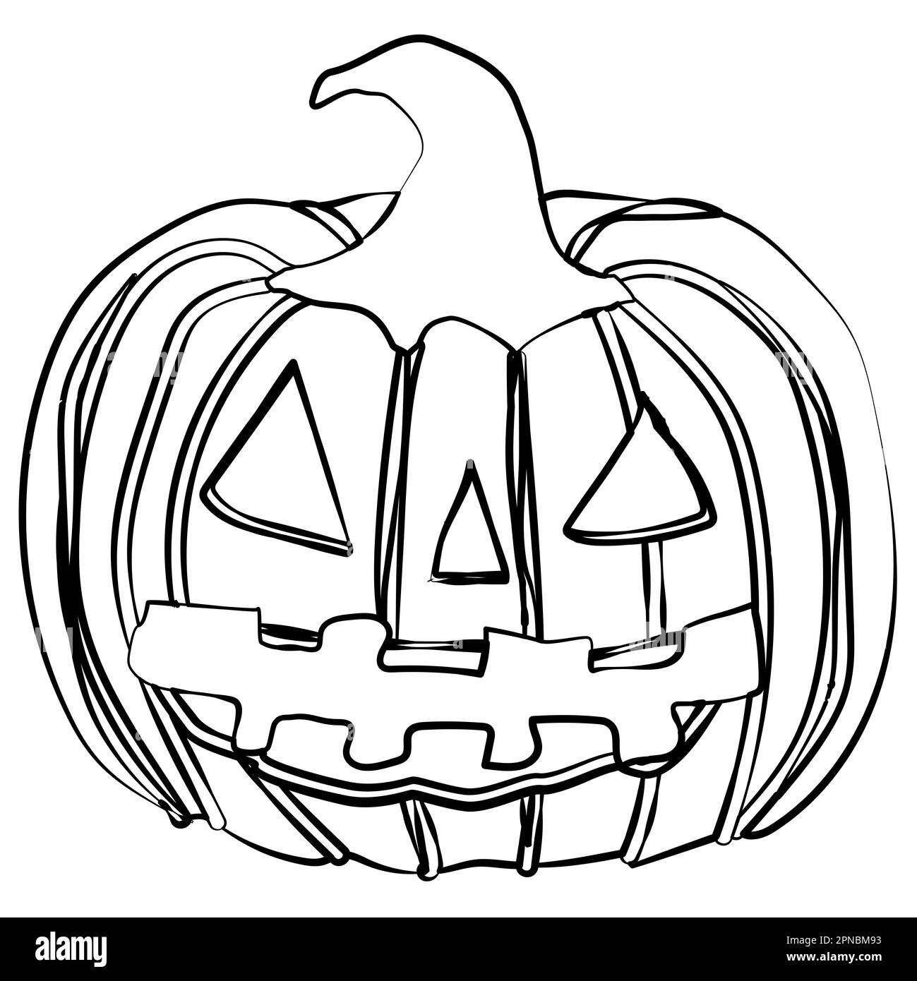 Pumpkin outline with eyes and mouth for Halloween isolated on white ...