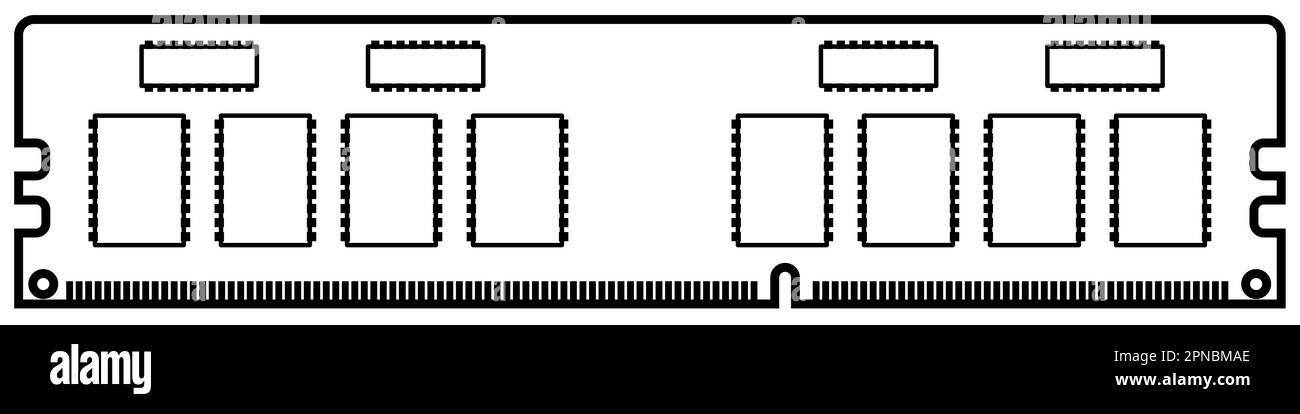 Outline RAM for desktop computer, memory stick isolated on white ...