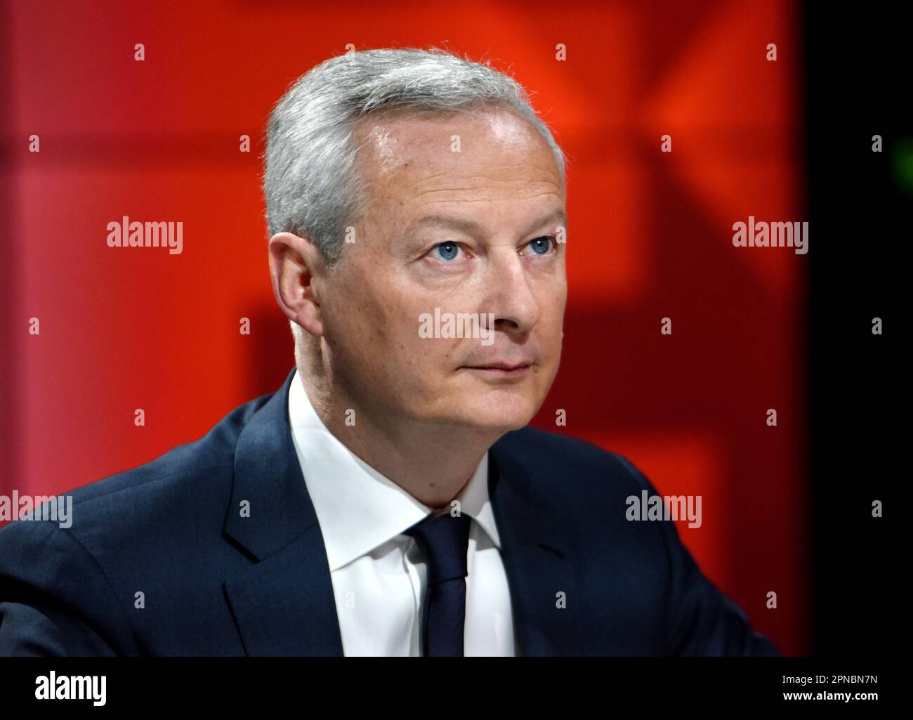 Bruno Le Maire is interviewed by Apolline de Malherbe on RMC/BFMTV in