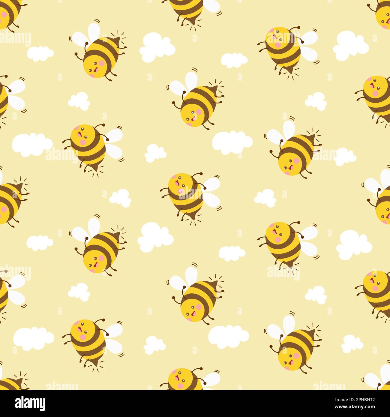 cute bee cartoon character seamless pattern Stock Vector Image & Art ...