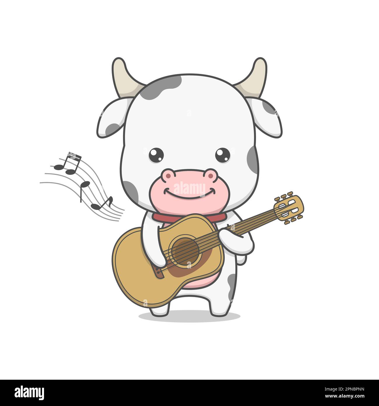 Cute Cow Character Playing Guitar Stock Vector Image & Art - Alamy