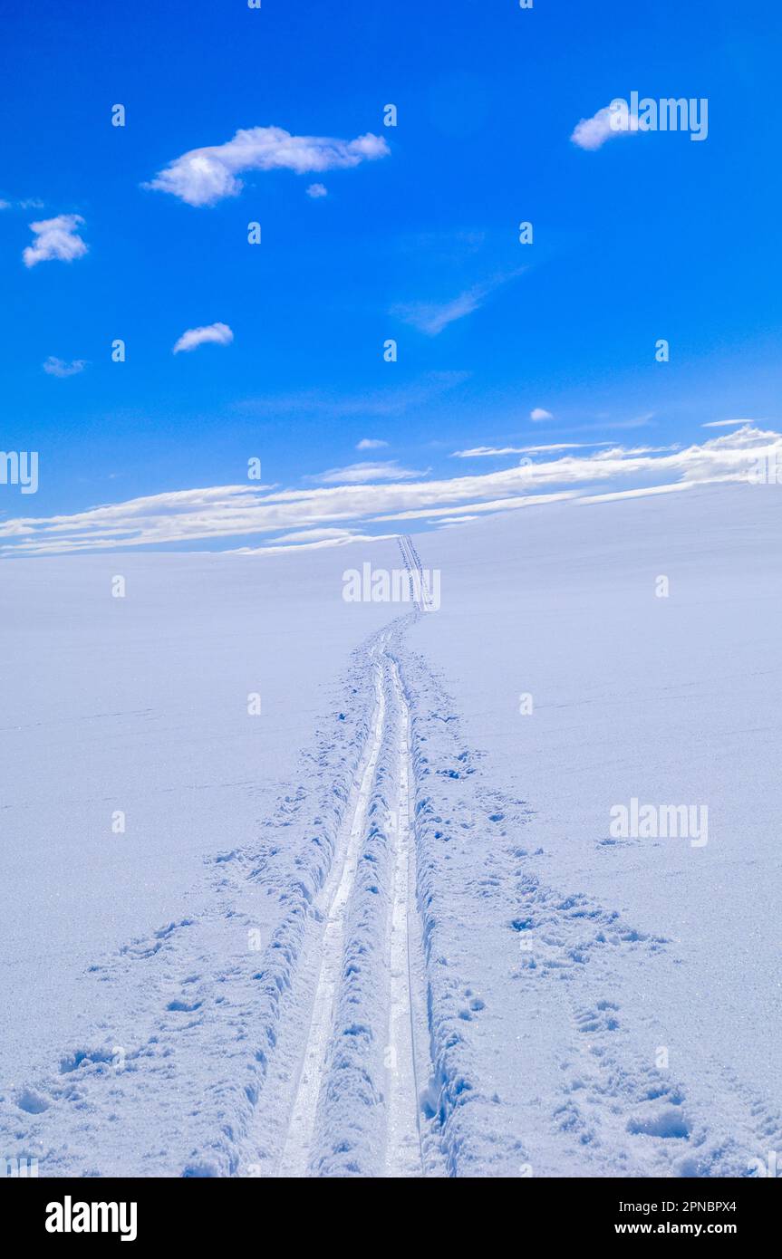 Ski track to heaven Stock Photo