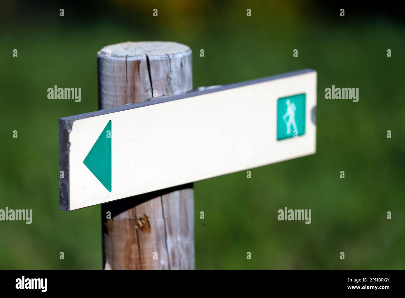 French Alps. Hiking trail sign.  France. Stock Photo