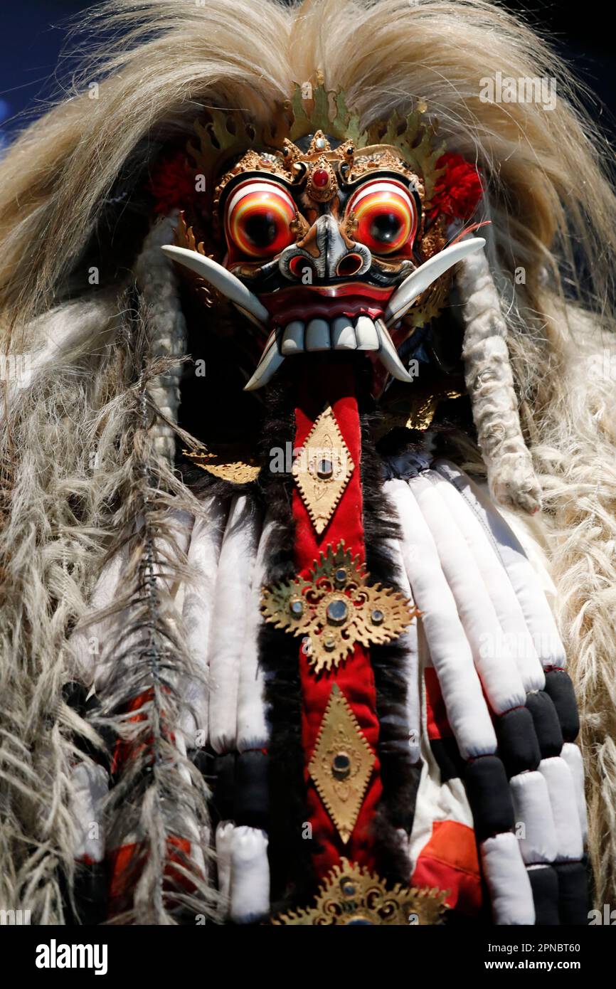 Asian Civlisations Museum. Rangda mask and costume. Bali, Denpasar 1960