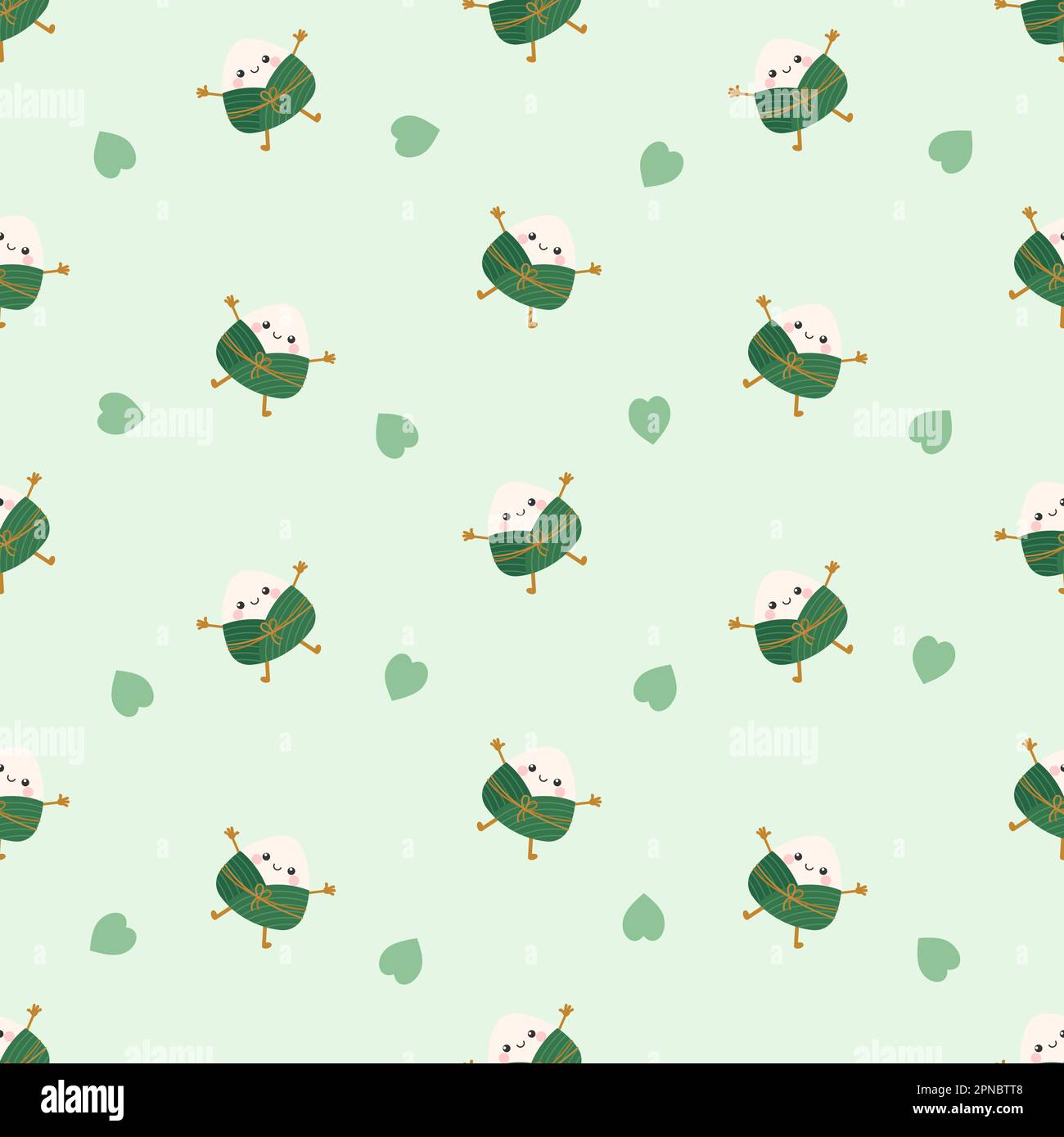 cute kawaii chinese rice dumpling seamless pattern Stock Vector Image ...
