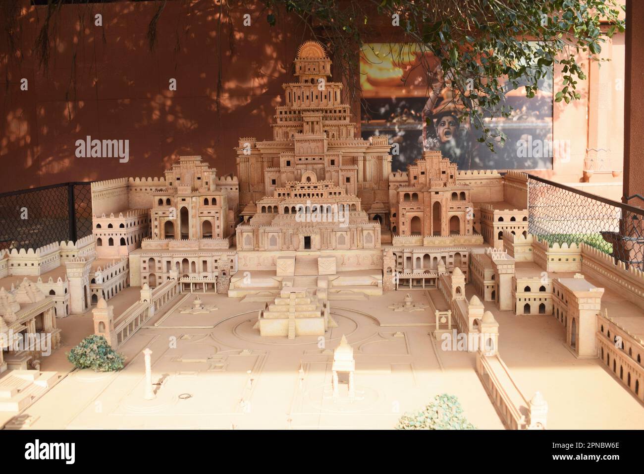 The Miniature Set of Mahishmati at Ramoji Film City in Hyderabad, India, is an intricately detailed replica of the fictional kingdom featured in the e Stock Photo