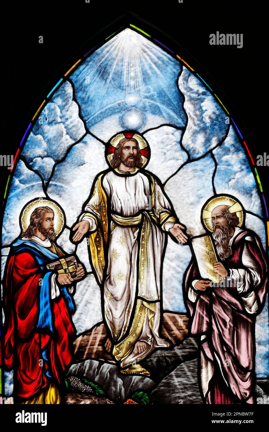 Song Vinh Church. Stained glass. The Transfiguration of Jesus. Moses