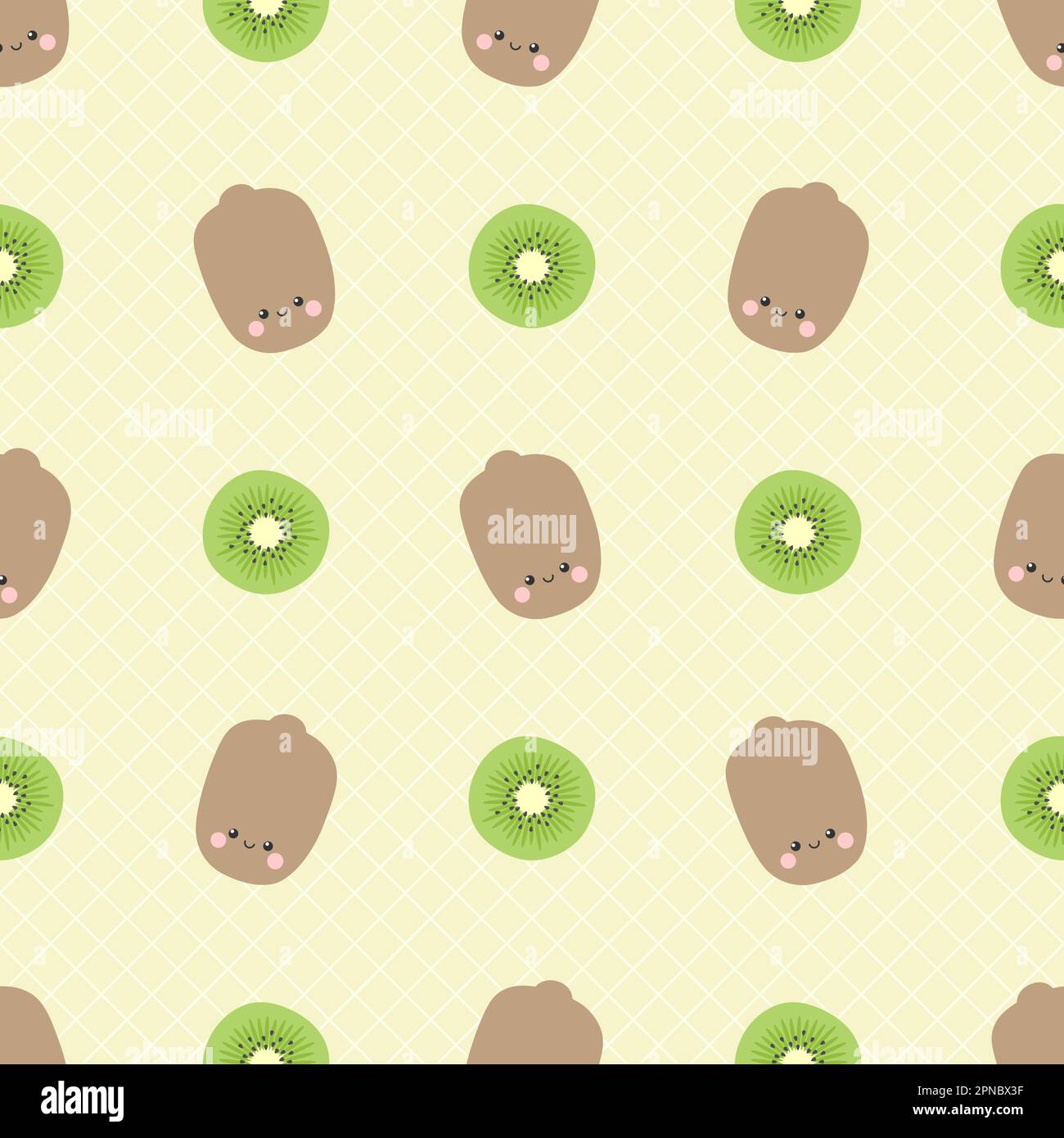 cute kawaii kiwi fruit seamless pattern Stock Vector Image & Art - Alamy