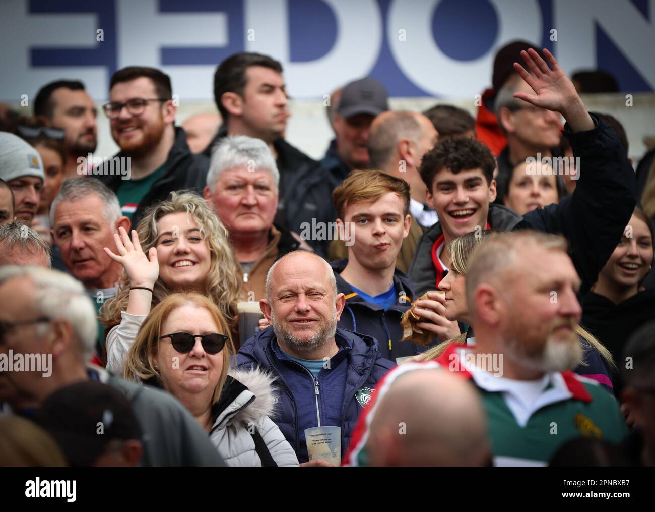 16.04.2023   Leicester, England. Rugby Union.                   Spectator Annabel Straw during the Gallagher Premiership match played between Leicester Tigers and Exeter Chiefs at the Mattioli Woods Welford Road Stadium, Leicester.  © Phil Hutchinson Stock Photo