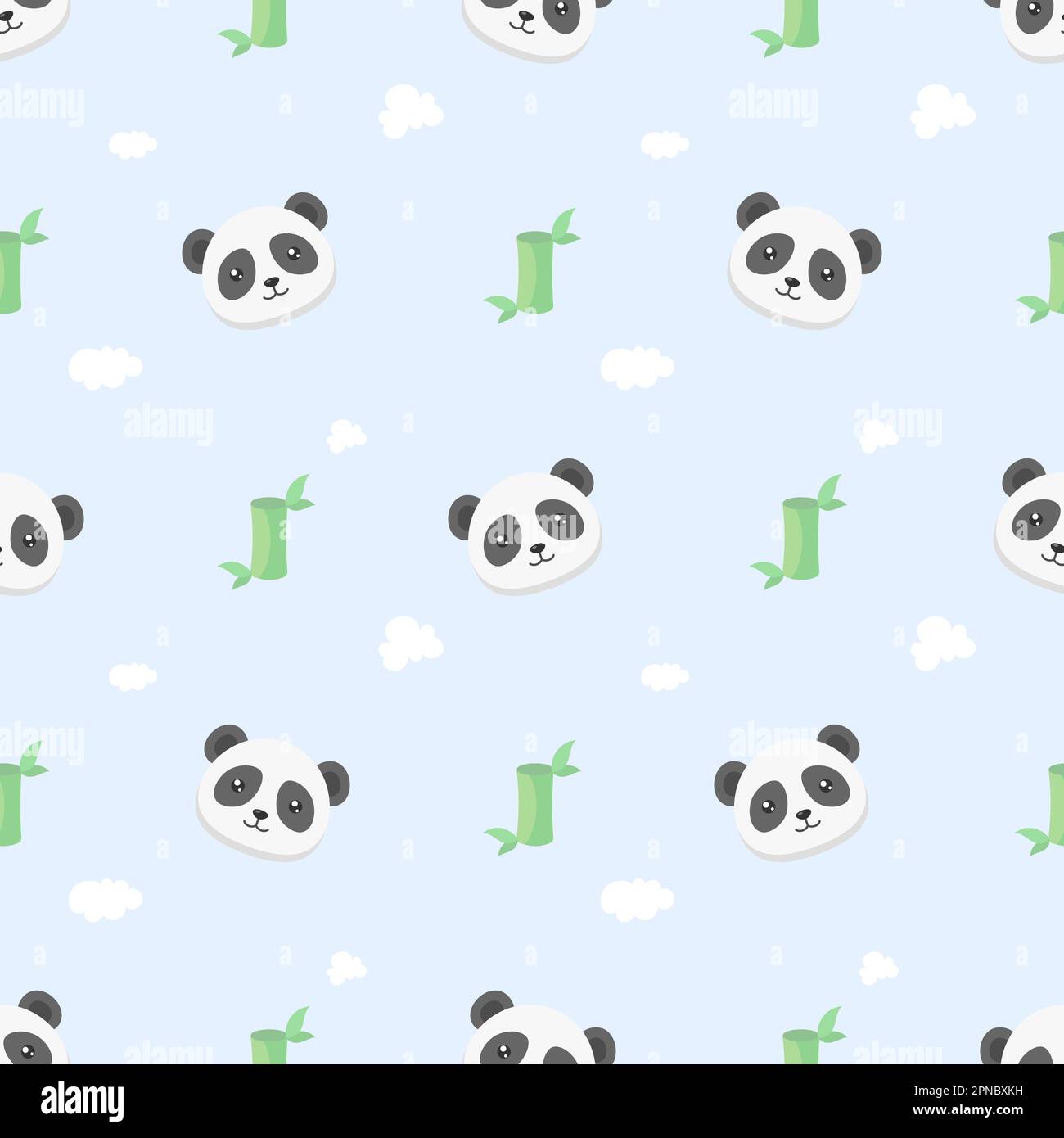 cute kawaii panda and bamboo seamless pattern Stock Vector Image & Art ...