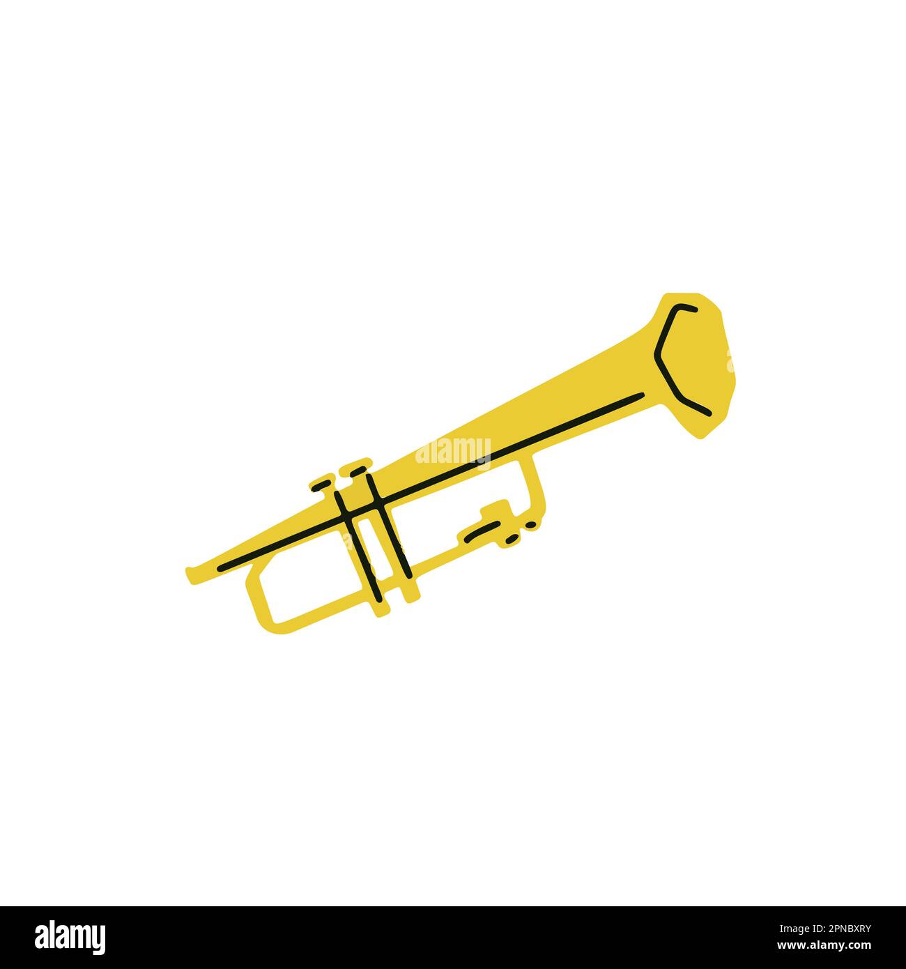 Illustration of musical instrument trumpet in cutting style isolated on